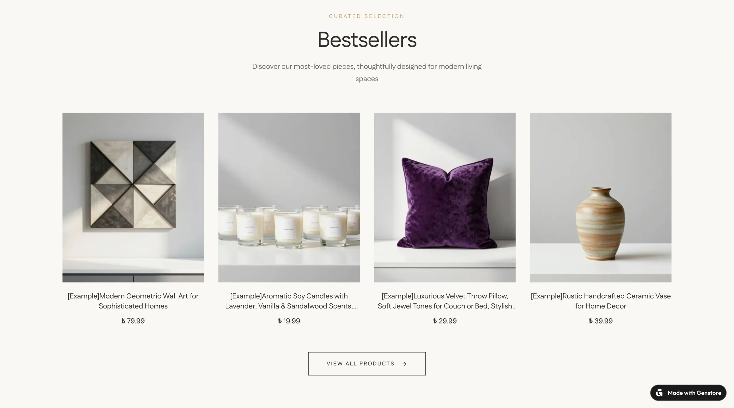 Screenshot of a Genstore-generated store section