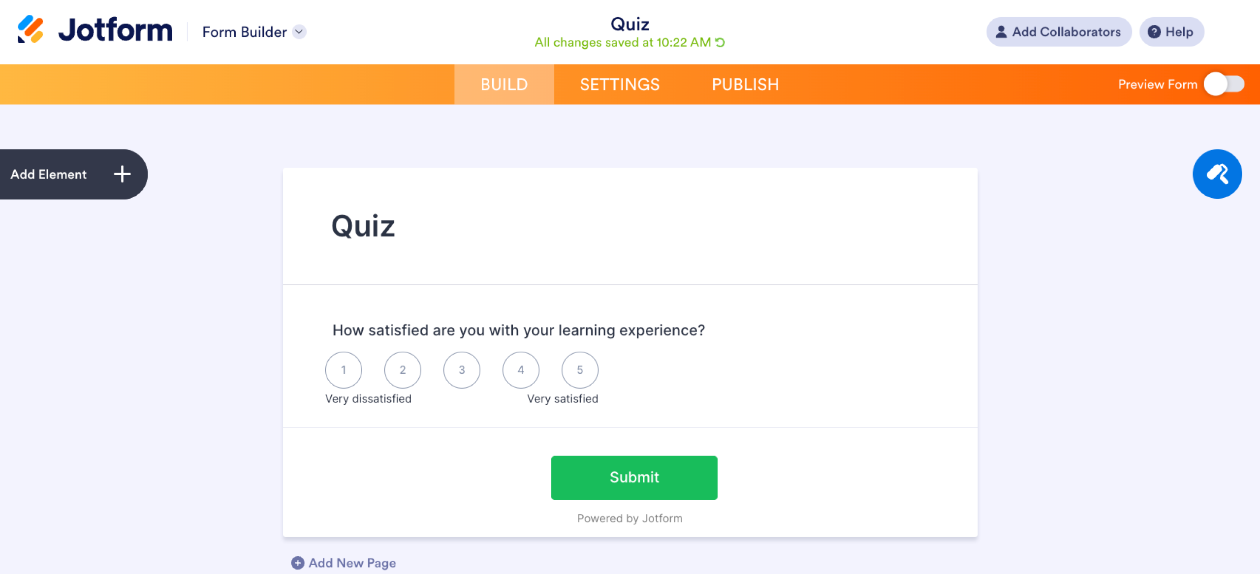 Jotform Linear Scale question type