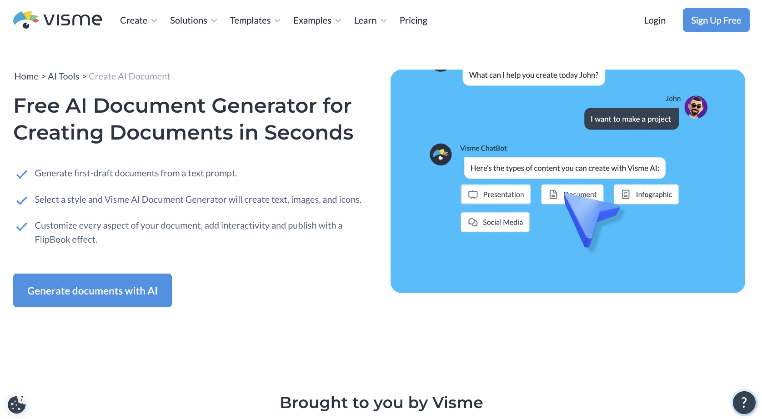 Visme AI Document Generator