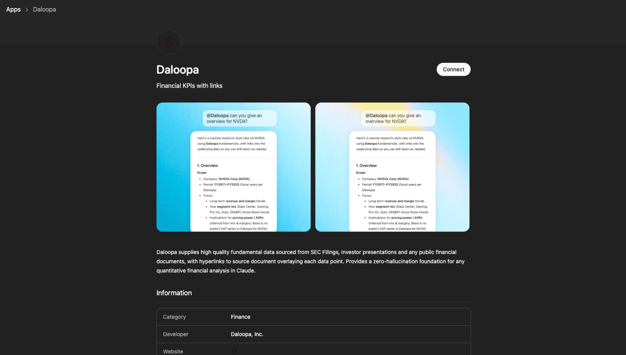 Daloopa ChatGPT App