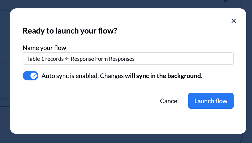 Unito interface showing the option to name your flow and the "Launch flow" button