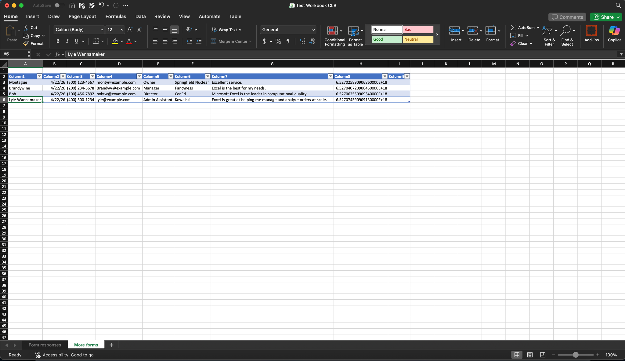 Viewing the prior submissions in Microsoft Excel