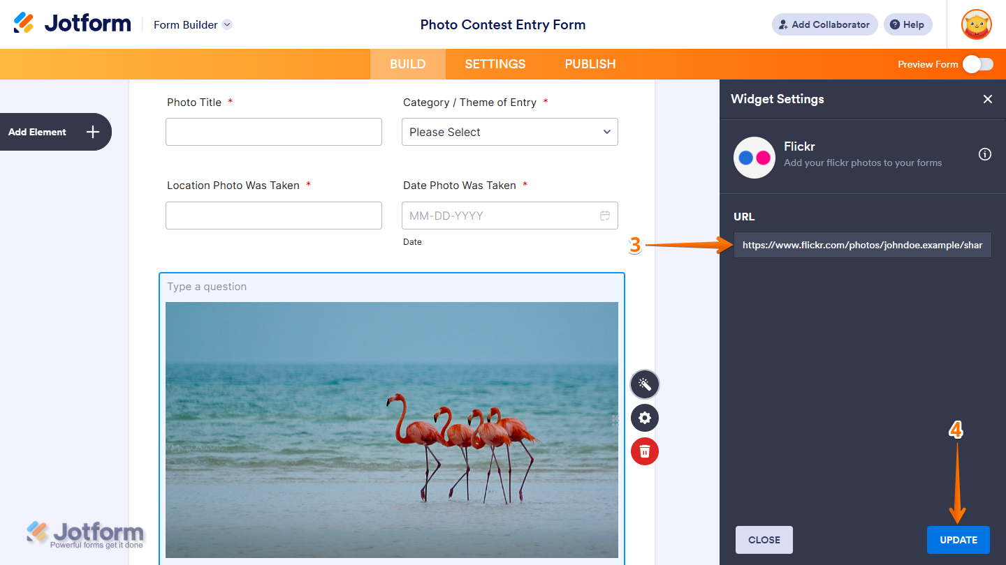 Flickr Widget in Jotform Form Builder