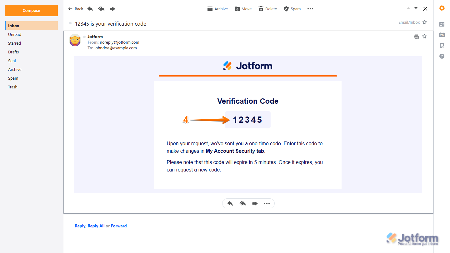 Verification Code Jotform Email