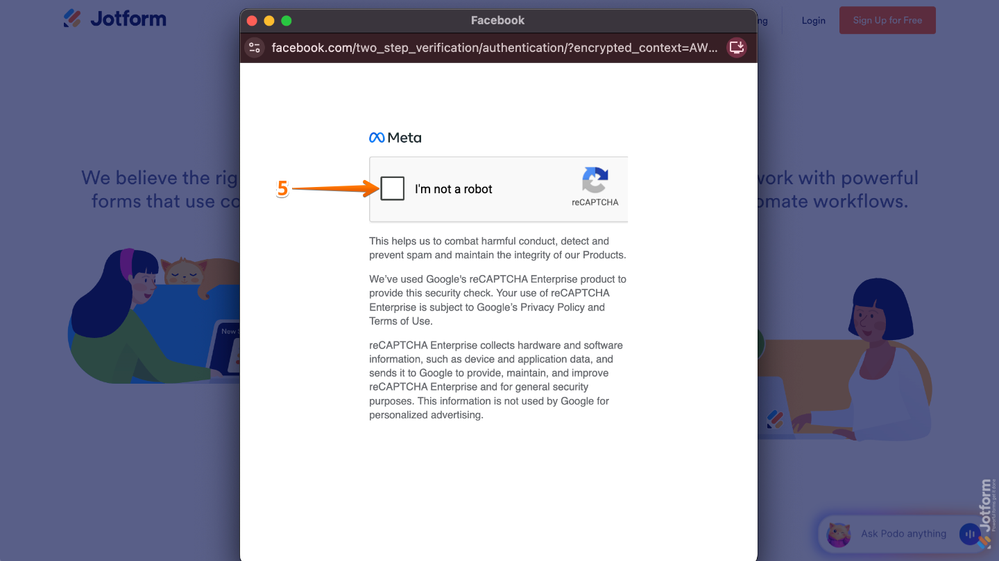 Security verification page showing the “I’m not a robot” checkbox used to confirm human identity