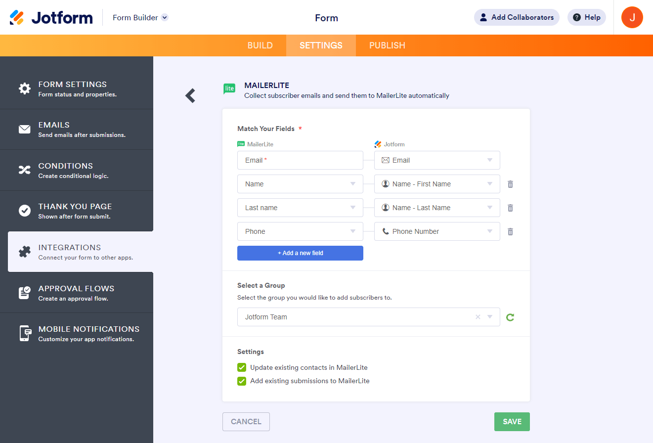 jotform-integrations-mailerlite-match-fields-and-settings