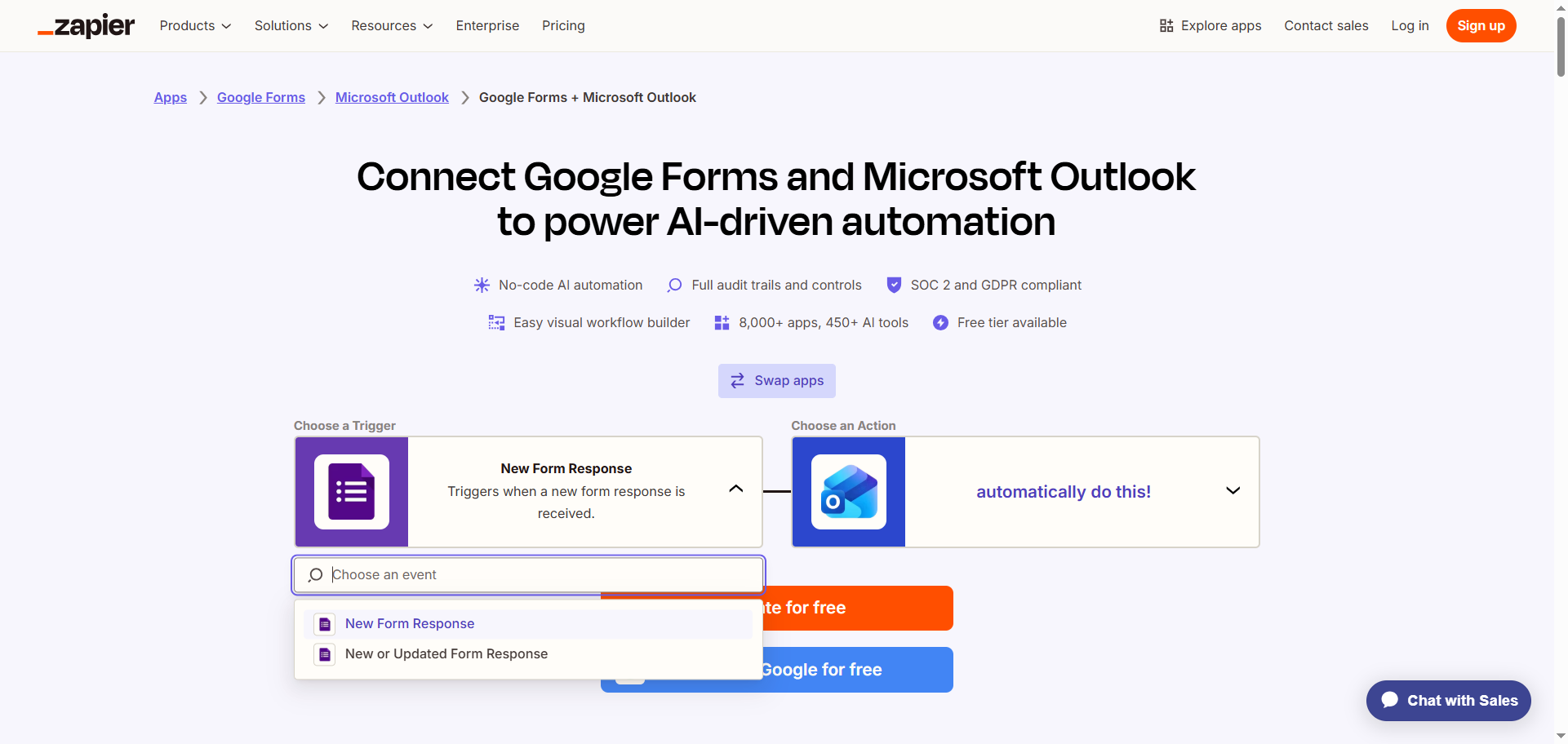 Zapier Google Forms Microsoft Outlook Integration Page Trigger Options