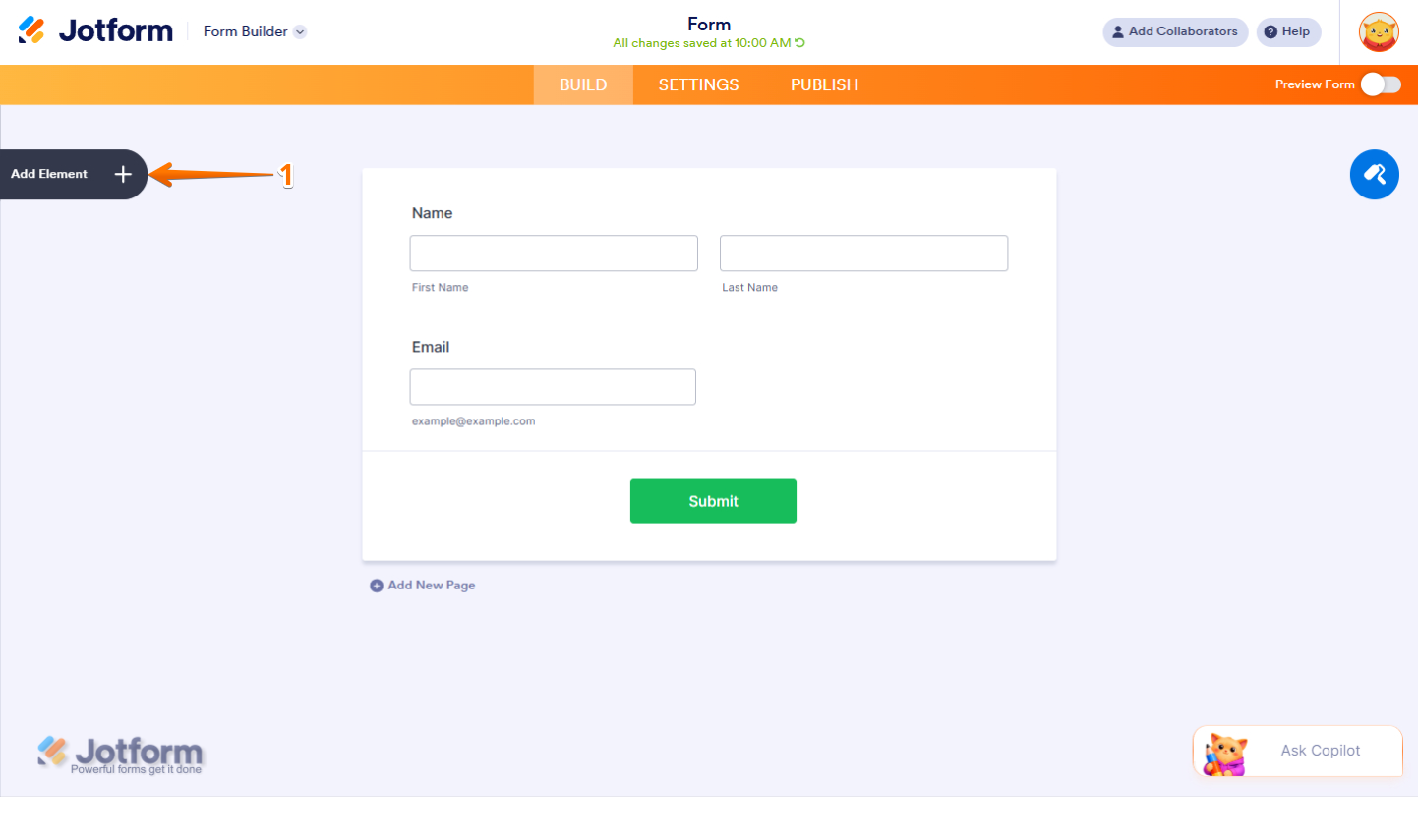 Add Element in Jotform Form Builder