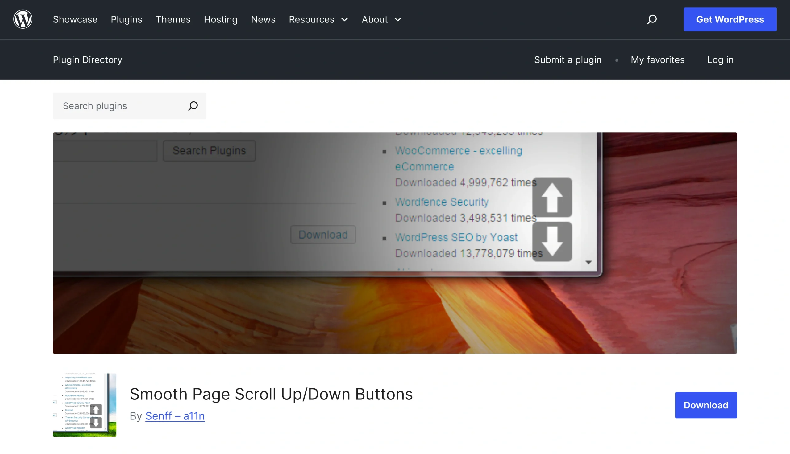 Smooth Page Scroll Up/Down Buttons plugin page on WordPress