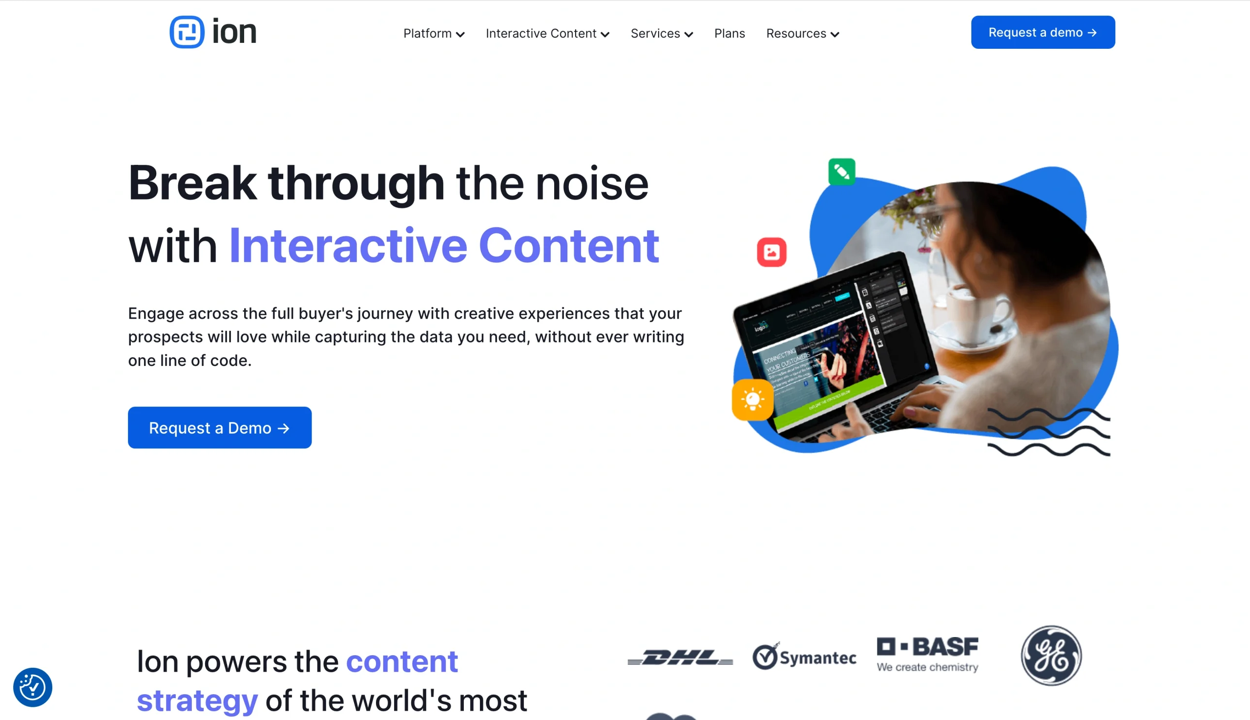 Screenshot of the Ion Interactive landing page